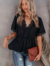 Load image into Gallery viewer, Solid Lace,Boho Blouse , Bohemian Shirts
