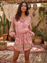 Load image into Gallery viewer, Pink Floral Print ,Boho Playsuits ,Beach Rompers Jumpsuits
