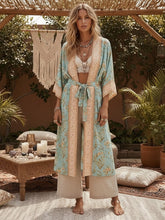 Load image into Gallery viewer, Boho Kimono,Bikini Cover-ups ,Gypsy Green Floral
