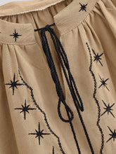 Load image into Gallery viewer, Star Moon Embroidery, Linen Cotton Blouse,Lace-up Tassel Boho Shirts

