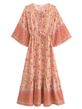Load image into Gallery viewer, Pink Floral,Maxi Dress, Boho Dress Kaftan
