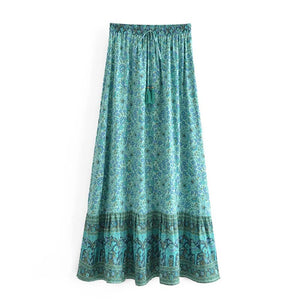 Camel Floral Print,Bohemian skirt ,Boho Maxi Skirt