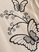 Load image into Gallery viewer, Retro Linen Cotton, Butterfly Embroidery ,Tassel Maxi  Boho Dress
