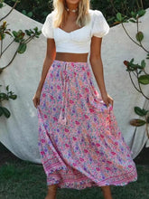 Load image into Gallery viewer, Boho Skirt, Maxi Skirt, Wild Pink Flower
