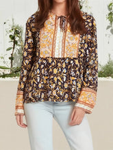 Load image into Gallery viewer, Boho Blouse Shirt,Bohemian Blusas,Floral Print
