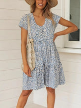 Load image into Gallery viewer, Leopard Floral Print  ,Bohemian Mini Dress,Boho Dresses
