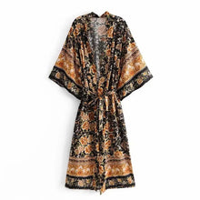 Load image into Gallery viewer, Floral Horse Print ,boho Kimono ,Bohemian Robe
