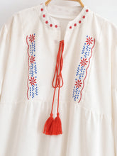 Load image into Gallery viewer, Retro Floral Emberoidery ,Lantern Sleeve Maxi Dress, Boho Dress
