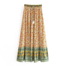 Load image into Gallery viewer, Camel Floral Print,Bohemian Maxi skirt , Boho Skirt
