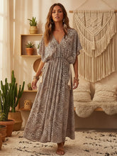 Load image into Gallery viewer, Leopard Floral Print ,Maxi Dress, Beach Boho Dress
