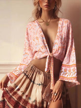 Load image into Gallery viewer, Wild Floral Print ,Short Kimono ,Bikini Cover-ups
