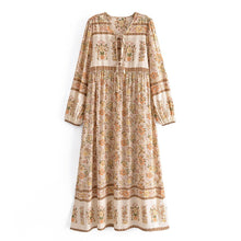 Load image into Gallery viewer, Grey Floral Print,Bohemian Maxi Dress,Boho Dress

