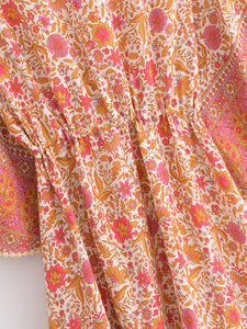 Pink Floral,Maxi Dress, Boho Dress Kaftan