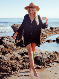 Bohemian Mini Dress,White Boho Shirt Dress