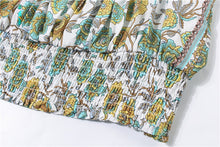 Load image into Gallery viewer, Boho Sets, Green Floral Print ,Pants and Tops

