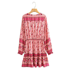 Load image into Gallery viewer, Mini Dress, Boho Sundress,Front Button Ruffles

