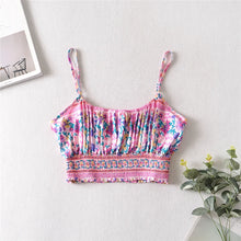 Load image into Gallery viewer, Pink Floral Print, Two Piece Outfits ,Boho Sets
