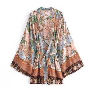 Peacock Floral Print , Bohemian Kimono,Boho Robe Kimono
