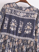 Load image into Gallery viewer, Grey Floral Print,Bohemian Maxi Dress,Boho Dress
