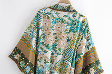 Load image into Gallery viewer, Boho Kimono ,Bikini Cover-Ups,Green Peacock Print
