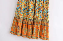Load image into Gallery viewer, Yellow Floral Print,,High Elastic, Boho Maxi Skirt
