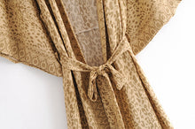 Load image into Gallery viewer, Boho robe,Bohemian Kimono , Leopard Floral
