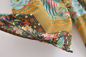 Green Peacock Floral  ,bohemian kimono ,Boho Bikini Cover-ups