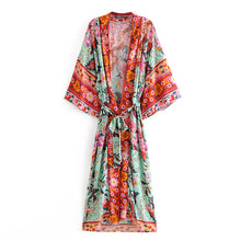 Load image into Gallery viewer, Bikini Cover-Ups,Boho Kimono Robe,Peacock Green
