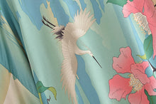 Load image into Gallery viewer, Green Crane Print,Boho Kimono , Bikini Cover-ups
