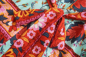 Peacock Floral Print ,Boho Kimono,bohemian Short Robe Kimono