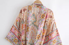 Load image into Gallery viewer, Peacock Print Kimono,Boho Kimono,Bohemian Style

