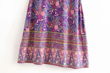 Load image into Gallery viewer, Purple Floral Print,Bohemian Strap Dress,Boho Midi Dress
