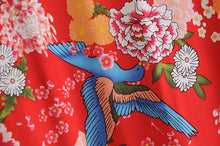 Load image into Gallery viewer, Birds Floral Print Kimono,Boho Kimono,Bikini Cover-ups
