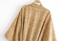Load image into Gallery viewer, Boho robe,Bohemian Kimono , Leopard Floral
