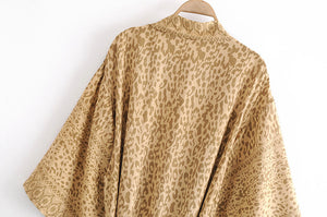 Boho robe,Bohemian Kimono , Leopard Floral