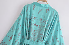 Load image into Gallery viewer, Green Floral Print，Gypsy robe Kimono
