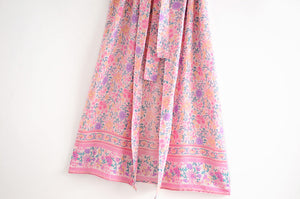 Boho Kimono,Boehmian Robe,Pink Floral Print