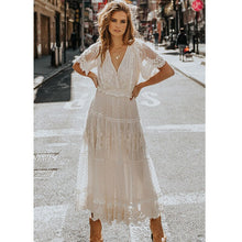 Load image into Gallery viewer, White Lace Embroidery,Bohemian Maxi Dress,Wedding Dress
