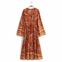 Load image into Gallery viewer, Multi Floral Print, Boho Dress ,Bohemian Maxi Dress
