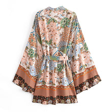 Load image into Gallery viewer, Peacock Floral Print , Bohemian Kimono,Boho Robe Kimono
