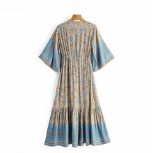 Load image into Gallery viewer, Maxi Dress, Boho Dress,Blue Floral Print
