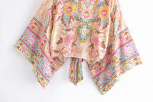 Load image into Gallery viewer, Peacock Floral Print,Short Kimono , Boho Cover-ups
