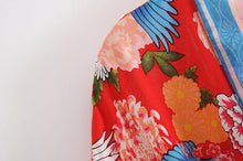 Load image into Gallery viewer, Birds Floral Print Kimono,Boho Kimono,Bikini Cover-ups
