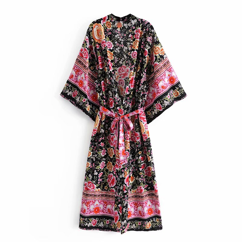 Floral Horse Print ,boho Kimono ,Bohemian Robe