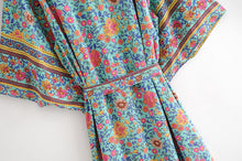 Load image into Gallery viewer, Green Floral Print,Bohemian Kimono,Boho Robe
