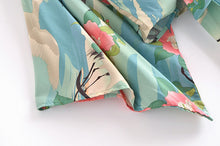 Load image into Gallery viewer, Green Crane Print,Boho Kimono , Bikini Cover-ups
