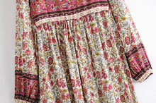 Load image into Gallery viewer, Multi Floral Print ,tie Neck ,Boho Maxi Dresses
