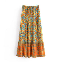 Load image into Gallery viewer, Yellow Floral Print,,High Elastic, Boho Maxi Skirt
