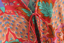 Load image into Gallery viewer, Boho Blouse, Vintage Blouse,Red Peacock
