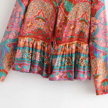 Load image into Gallery viewer, Boho Blouse, Vintage Blouse,Red Peacock
